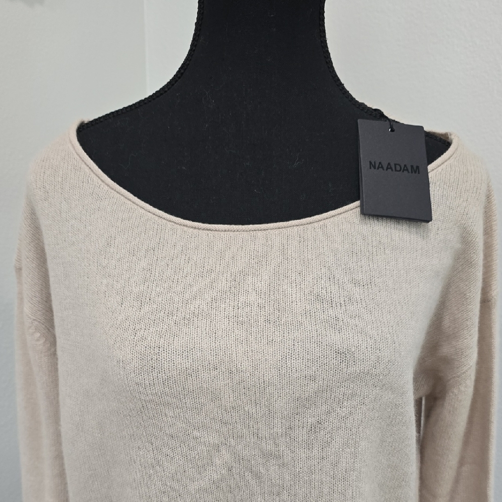 NAADAM 100% Cashmere Boatneck Sweater Cream Off Shoulder Size S NWT - Picture 6 of 11